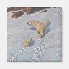 Íman Família de Ursos Polares na Neve Ártica