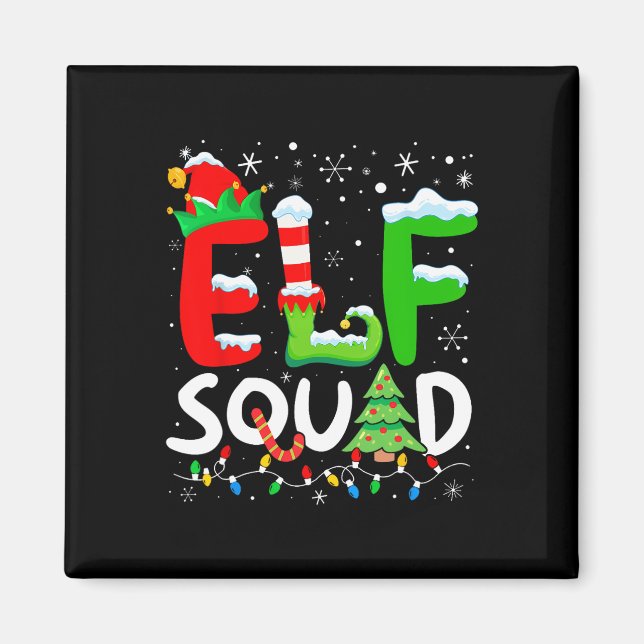 Íman Família Elf Coincidência de Natal Pijama Xmas Squ  (Frente)