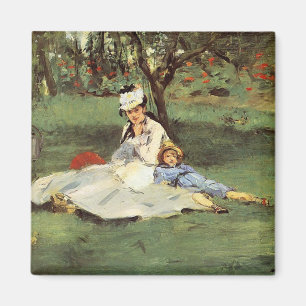 Íman Família francesa impressionista de Manet no jardi