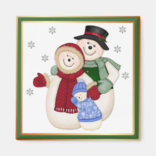 Íman Família gelado do boneco de neve - rosa