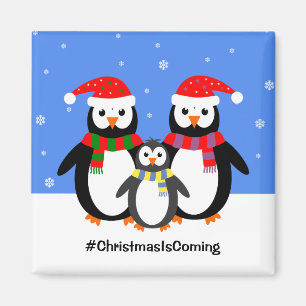 Íman Família Pinguim, seu Natal de texto