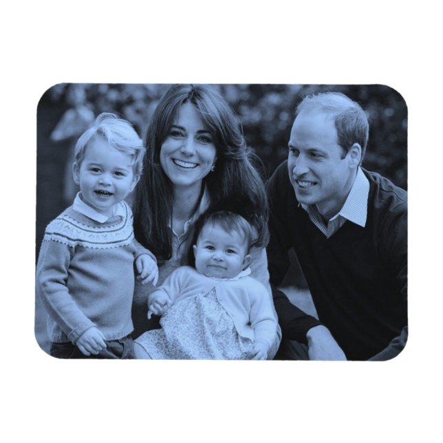 Íman Família Prince William Dez 2015 — azul monocromo (Horizontal)