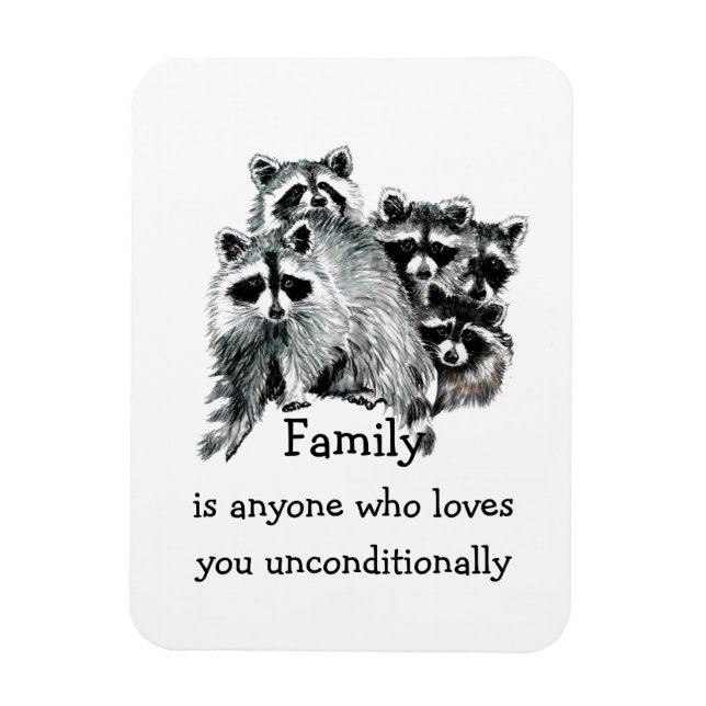 Íman Família Raccoon Amigos Adoram Citando Arte Animal (Vertical)