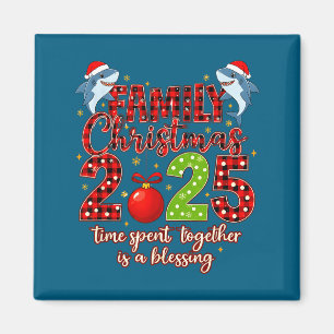 Íman Família Shark Natal 2025 Papai Noel Tempo Feliz