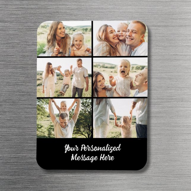 Íman Family Custom Black 6 Photo Collage Text  (Criador carregado)