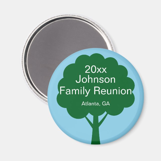 Íman Family Reunion Souvenir with Name, Tree & Year (Front/Back)