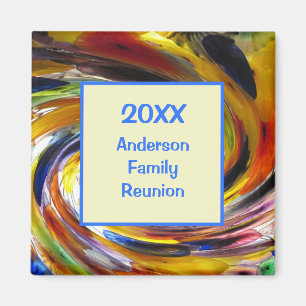 Íman Family Reunion Vivid Tie Dye Swirl Abstract Event