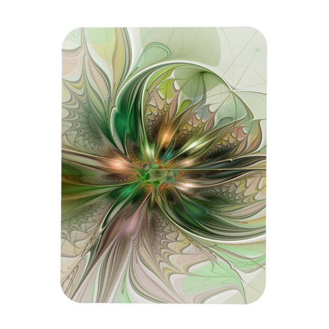Íman Fantasia Abstrata Moderna Colorida Flor Fractal (Vertical)