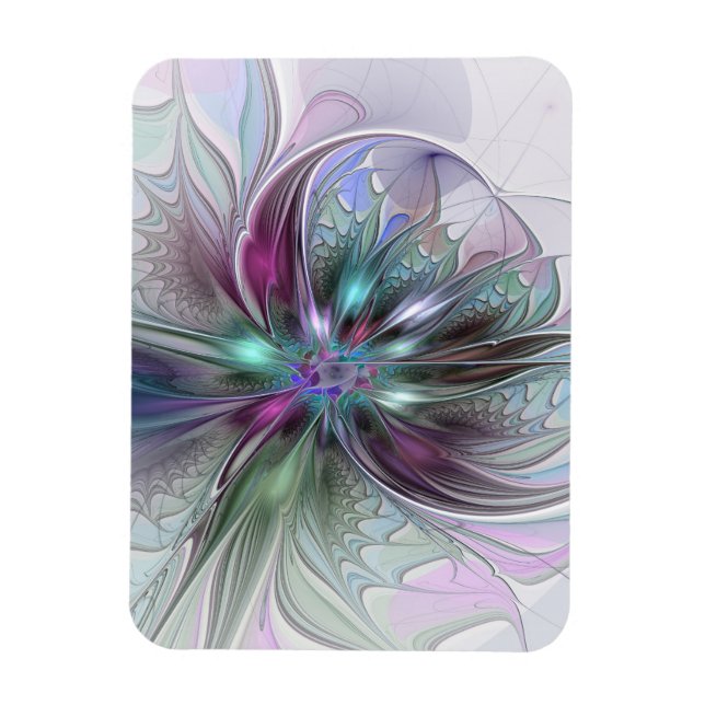 Íman Fantasia Abstrata Moderna Colorida Floral Fractal (Vertical)