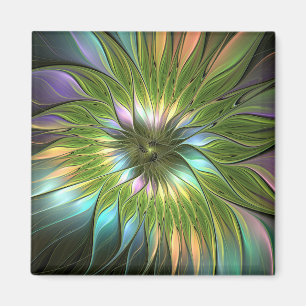 Íman Fantasia Colorida Luminosa Flores Arte Fractal