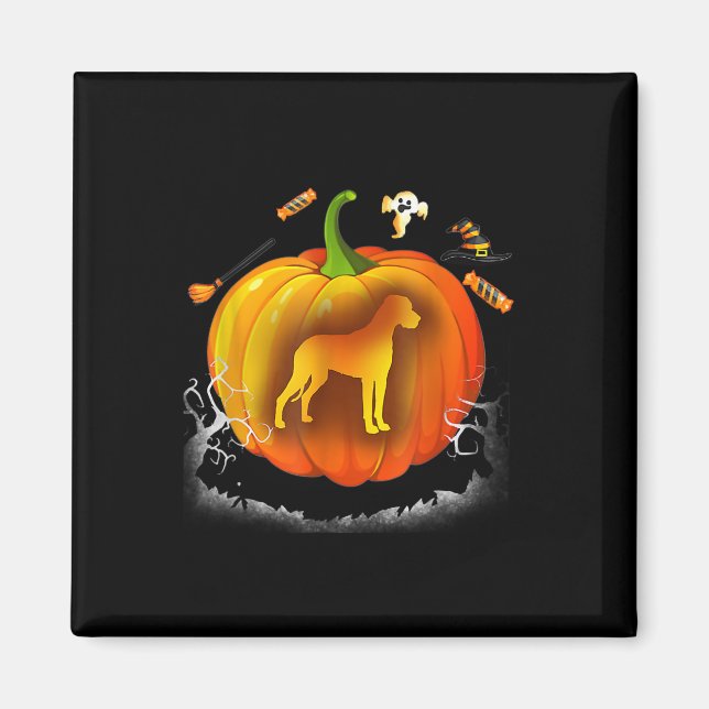Íman fantasia de abóbora de cão rottweiler halloween (Frente)