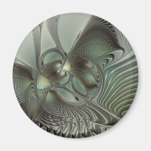 Íman Fantasia de Arte Fractal da Cinza Olive Sage