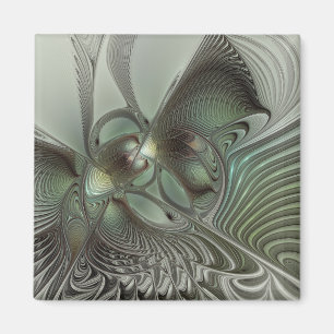 Íman Fantasia de Arte Fractal da Cinza Olive Sage