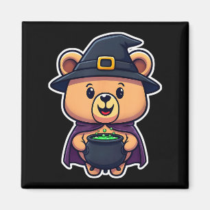 Íman Fantasia de Bruxa Chibi de Halloween Urso Com Cald