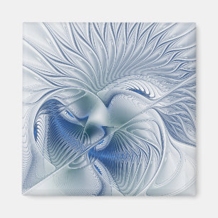 Íman Fantasia Dinâmica Tons Azuis Arte Fractal Abstrata