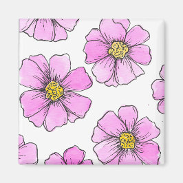 Íman Fantasia e Flores de Aquarela Rosa