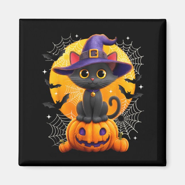 Íman Fantasias de Halloween de Gata Preta da Lua, Bruxa (Frente)
