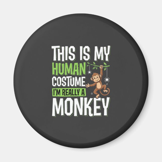 Íman Fantasias de Macaco Engraçado Vetor de Halloween (Frente)