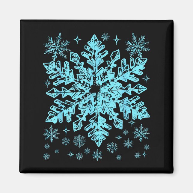 Íman Fantasias de Natal de Floco de Neve Azul de Invern (Frente)