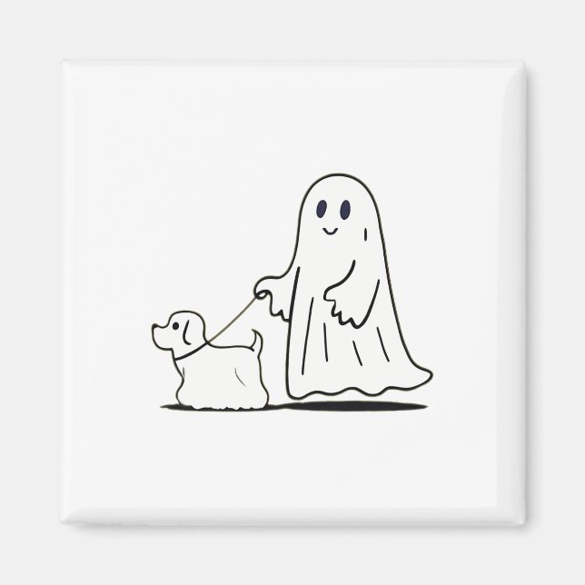 Íman Fantasma Andando Cachorro Ghostie Dia de as Bruxas (Frente)