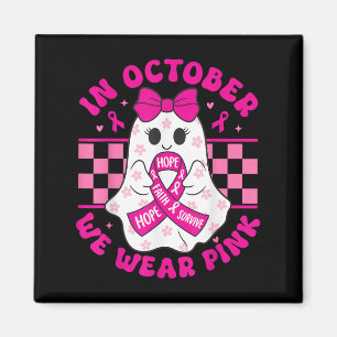 Íman Fantasma Assustador de Halloween Rosa Conscientiza