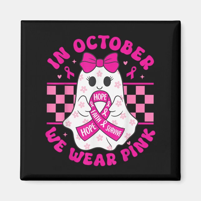 Íman Fantasma Assustador de Halloween Rosa Conscientiza (Frente)