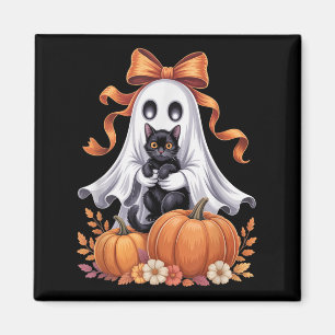 Íman Fantasma Assustador Segurando Gato Preto Floral Gr