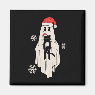 Íman Fantasma Bonita Com Papai Noel Segurando Gato Pret