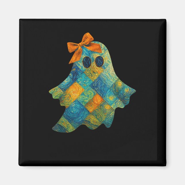 Íman Fantasma Com Design de Halloween De Arco Laranja (Frente)