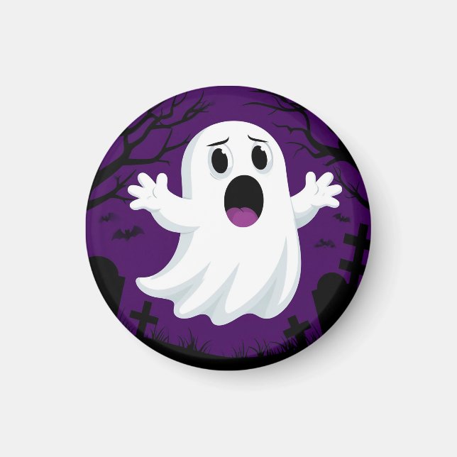 Íman Fantasma de Desenho Adorável no Halloween Assustad (Frente)