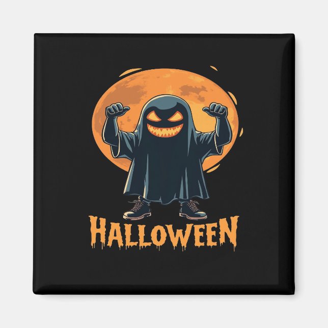 Íman Fantasma de Halloween Spooky com Design de Lua Che (Frente)