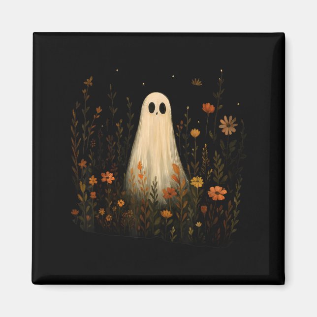 Íman Fantasma Em Um Prado Florido Design De Halloween O (Frente)