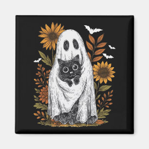 Íman Fantasma Engraçado Segurando Gato Preto Gato Fanta