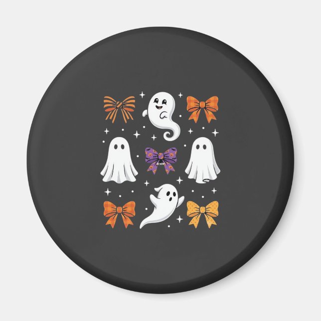 Íman Fantasma Fofo com Laços Design de Halloween_1 (Frente)