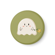 Fantasma Fofo Segurando uma Flor Amarela
