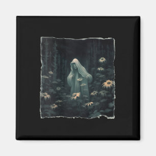 Íman Fantasma Gótico Na Floresta Vintage Floral Ghost H