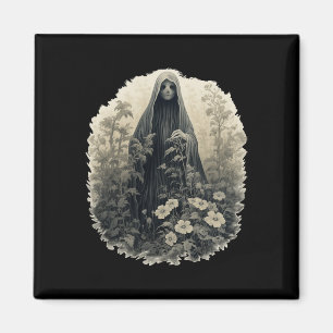 Íman Fantasma Gótico Na Floresta Vintage Floral Ghost H