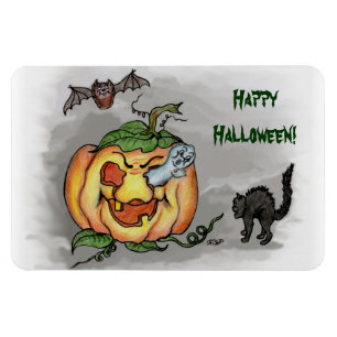 Íman fantasma, morcego e gato, Feliz Halloween!