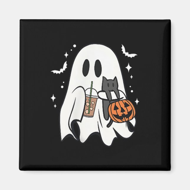 Íman Fantasma Spooky segurando Café de gelo preto no Di (Frente)