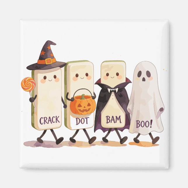 Íman Fantasmagoria de Mahjong de Halloween com Azulejos (Frente)