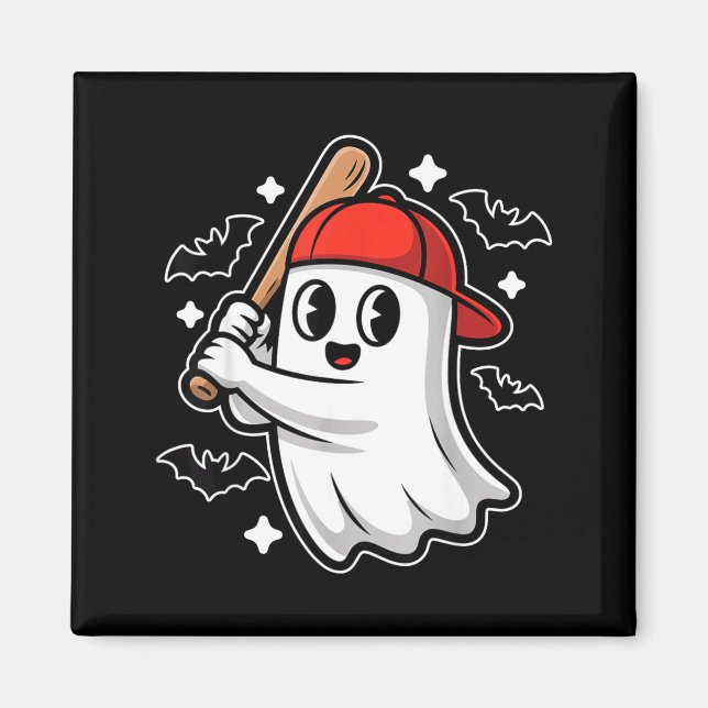 Íman Fantasmagórico Fantasma de Halloween e Morcegos Tr (Frente)