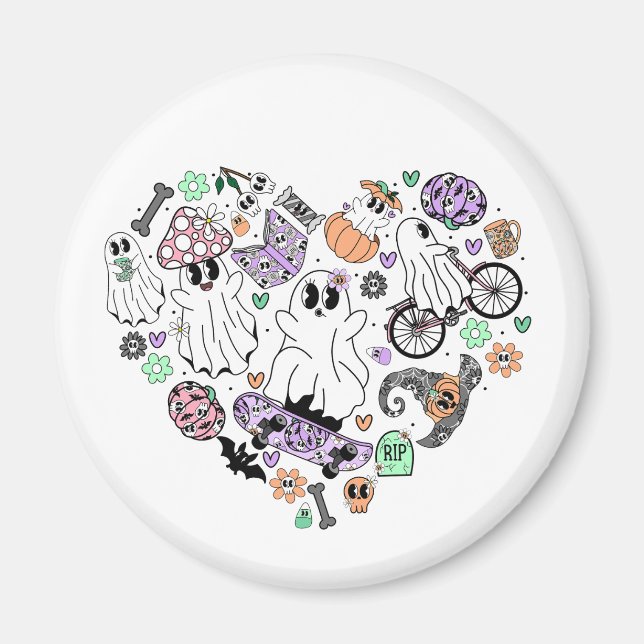 Íman Fantasmas do Halloween e forma do Coração da Abóbo (Frente)