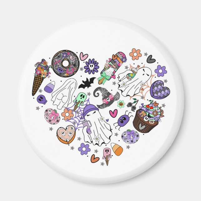 Íman Fantasmas do Halloween e forma do Coração do Pumpk (Frente)