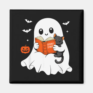 Íman Fantasmas Lendo Livro Gato Preto Fantasia de Hallo