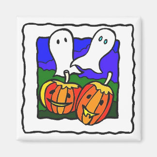 Íman "Fantasmas, Pumpkins" Imã de geladeira de Hallowee