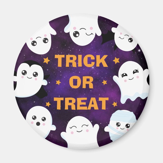Íman Fantasminhas de Halloween Simpáticos Doces ou Trav (Frente)
