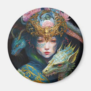 Íman Fantasy Art Dragon Deusa Rainha Magnet