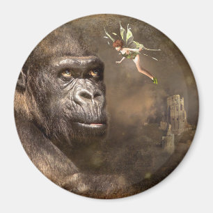 Íman Fantasy Art Gorilla com Fairy Magnet