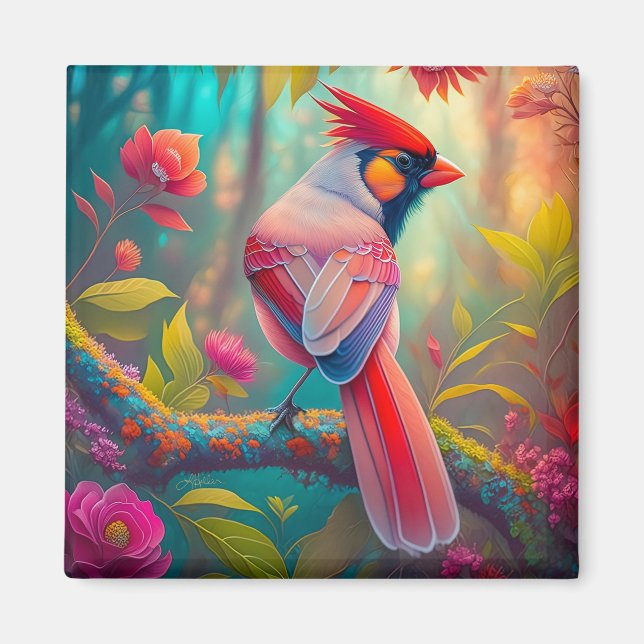 Íman Fantasy Birds Male Cardinal (Frente)