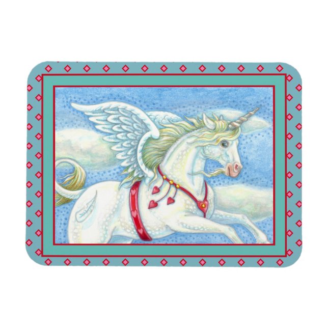 ÍMAN  FANTASY CORAÇÃO BRANCA UNICORN, FANTASY PEGASUS (Horizontal)